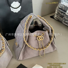 25c レトロスエード菱形ホーボー巾着チェーンバケットバッグファッション大容量ワンショルダー脇ヒッピーレディースバッグ
