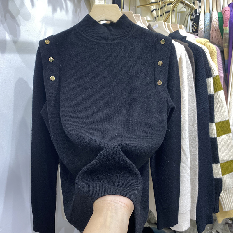 Half Turtleneck Wool Knitwear for Women, Spring & Fall Knitwear, New Style, High-End Design, Chic Bottoming Top