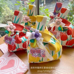 教师节针织手提包小拎包可爱饭盒袋水桶手拎马甲背心包伴手礼袋子