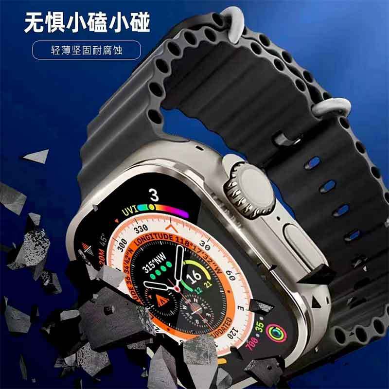Suitable for iwatch8Ultra Apple 49mm Watch Titanium Alloy Frame Glass Tempered Film Full Cover Protective Film