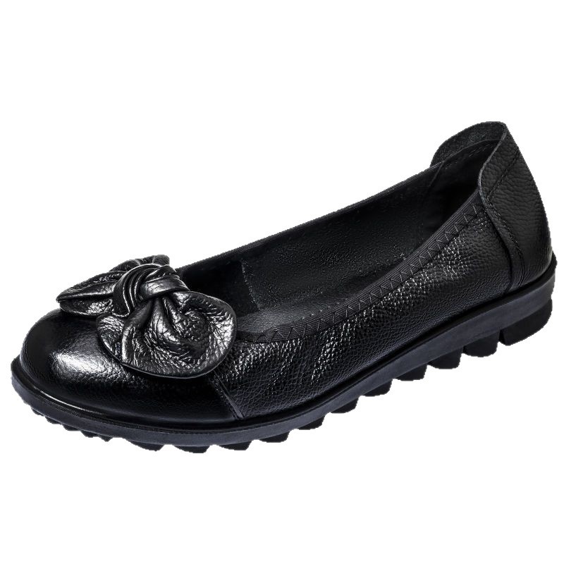 Zapatos de madre con suela suave, zapatos de cuero de primavera y otoño, zapatos de mujer cómodos, zapatos anti-derrapante para personas mayores, zapatos de soja para mujeres