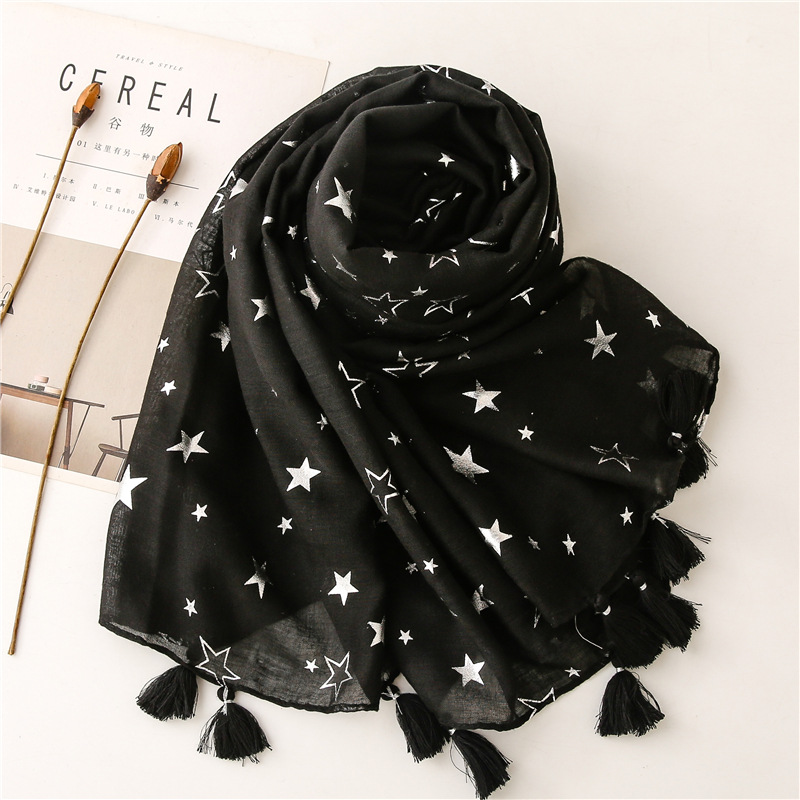 Wholesale Retro Black Five-pointed Star Tassel Shawl Nihaojewelry display picture 5