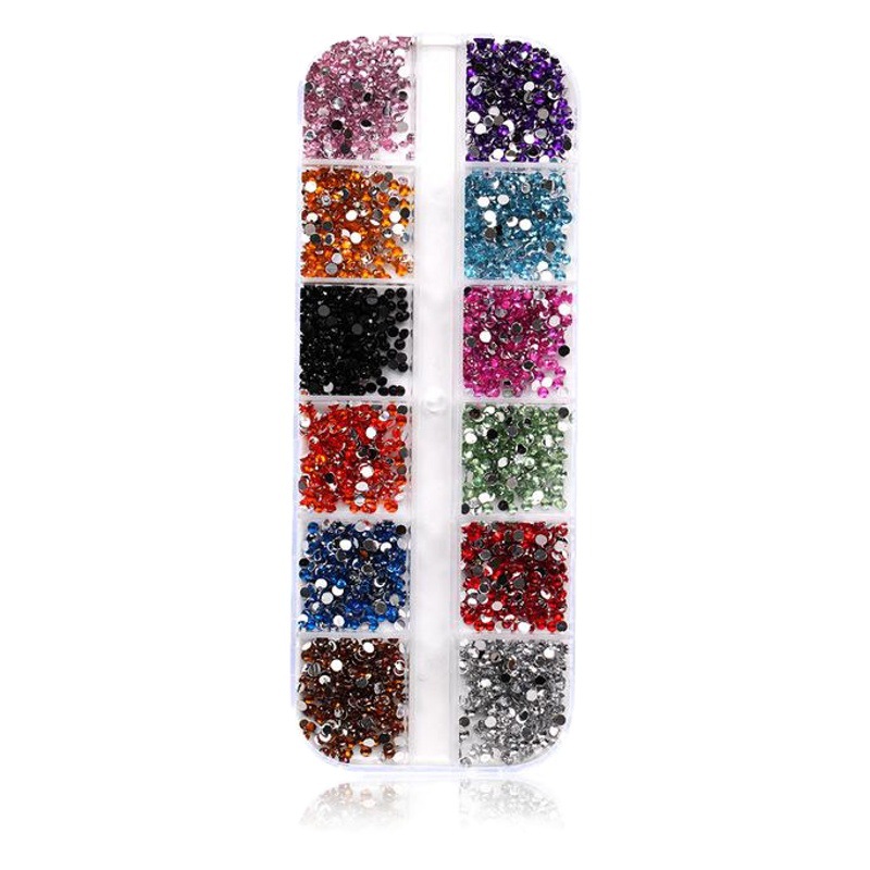 Clip de taladro de uñas transfronterizo traje de diamante 12 rejilla color diamante joyería taladro pluma pinzas de acero inoxidable conjunto de tres piezas