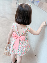 2024 New Korean-style Girls' Summer Dress, Chic Ruffled Strap Dress, Children's Wear—Princess Gown for Little Girls