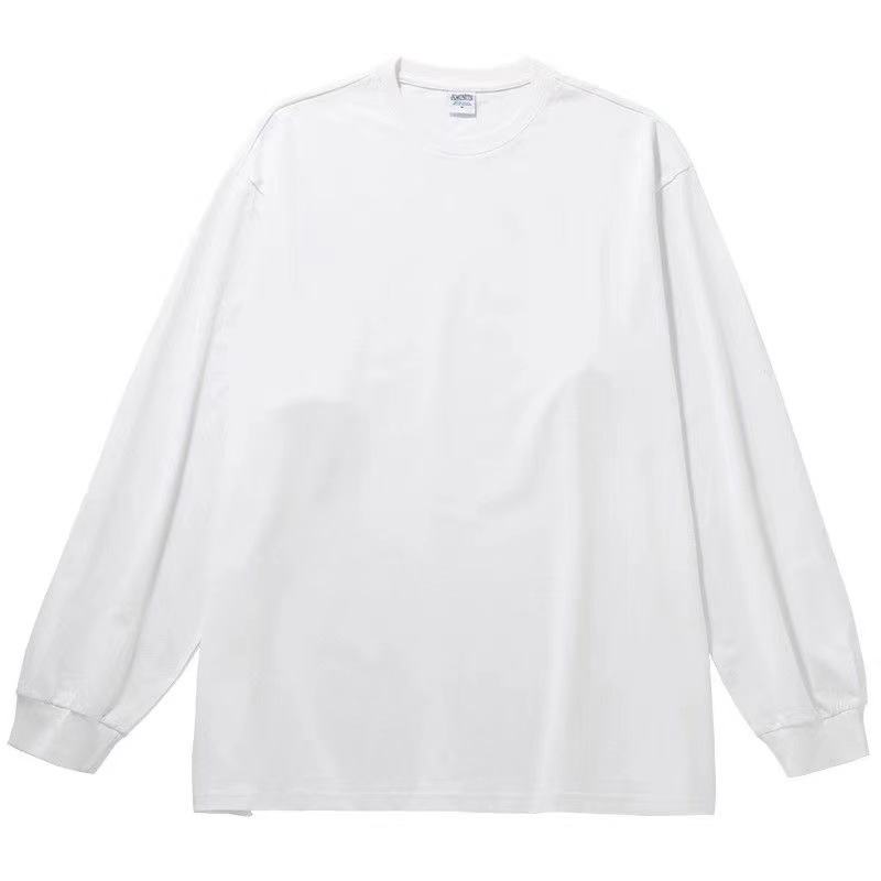 360g重ポンド純綿tシャツ男性長袖純色シャツゆるい上着男性白色シャツ潮INS
