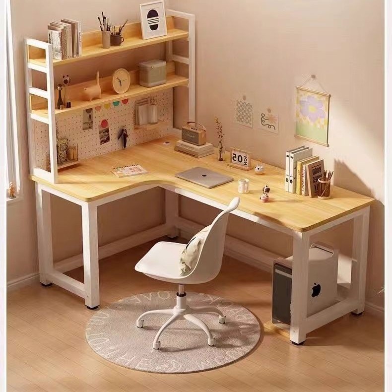 Corner Desk Bookshelf Integrated Desktop Computer Table Gaming Table Cream Wind Tunnel Board Desktop Home Study Table