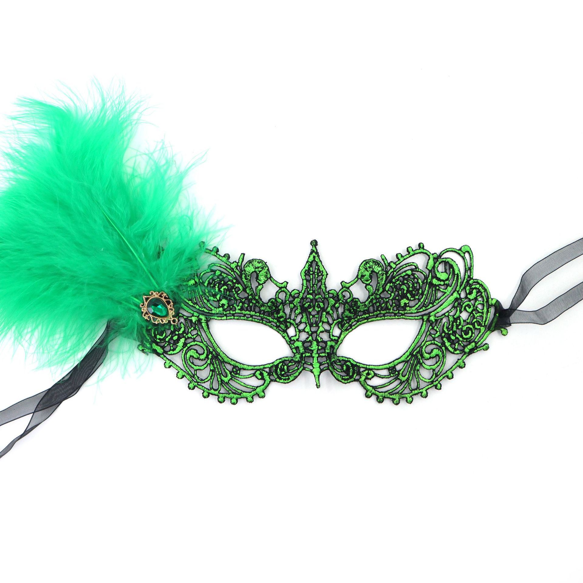 Máscaras de perforación de encaje de oro y plata transfronterizas, máscaras de fiesta de baile de maquillaje de damas con cara gruesa