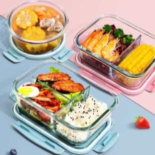 Microwaveable Round Special Bowl for Office Workers with Lid Soup Box Glass Lunch Box Women's Fresh-Keeping and Insulated Lunch Box