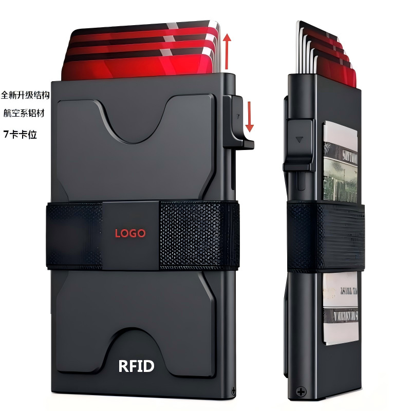 Cross-Border Foreign Trade Hot-Selling Aluminum Alloy Automatic Card Holder Rfid Anti-Theft Multifunctional Card Case Anti-Degaussing