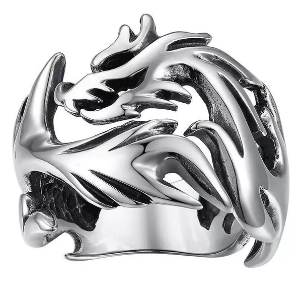 New Chinese Style Ethnic Luminous Dragon Ring Finger Ring Wide Version Ring Large Couple Ring Manufacturers