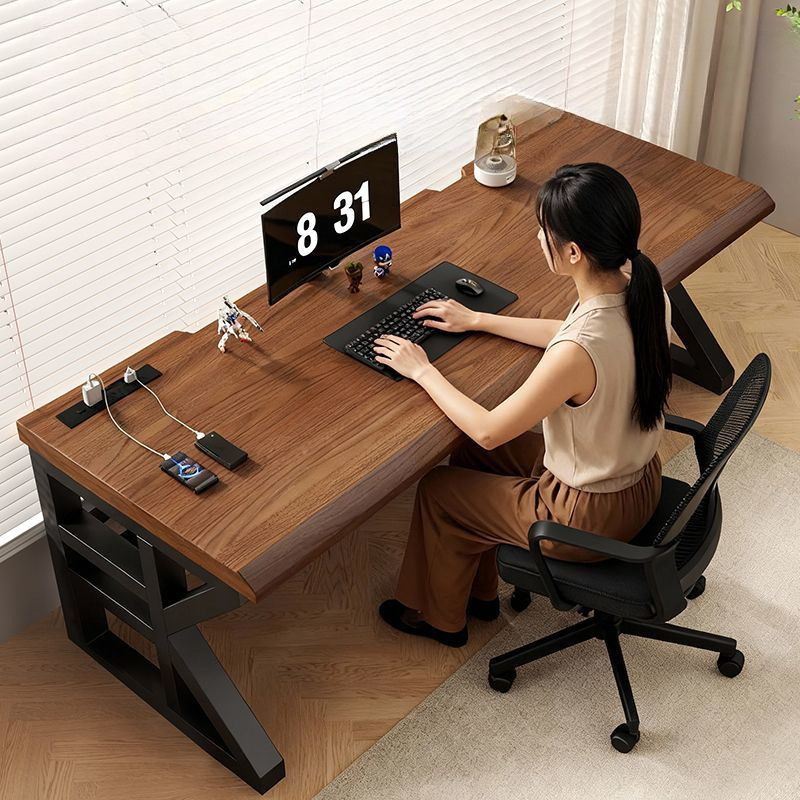 Solid Wood Computer Desk, Desktop Home-Use Bedroom Simple Desk, Office Desk, Large Board Table, Double Long Table, Workbench