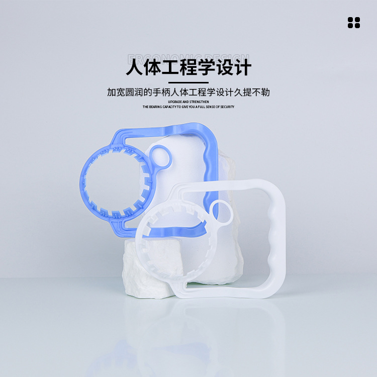 Barril de agua mineral desechable de mango de tipo desgarro y tirar de mano larga material PE adecuado para botella en blanco de calibre 55