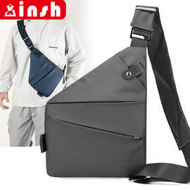 贴身胸包男跨境防泼水皮膜左右肩胸包大容量轻便简约休闲战术枪包