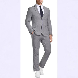 Cross-Border Hosting Linen Suit 2-Piece Set 2-Button Casual Export Groom Wedding Suit Suit for Men