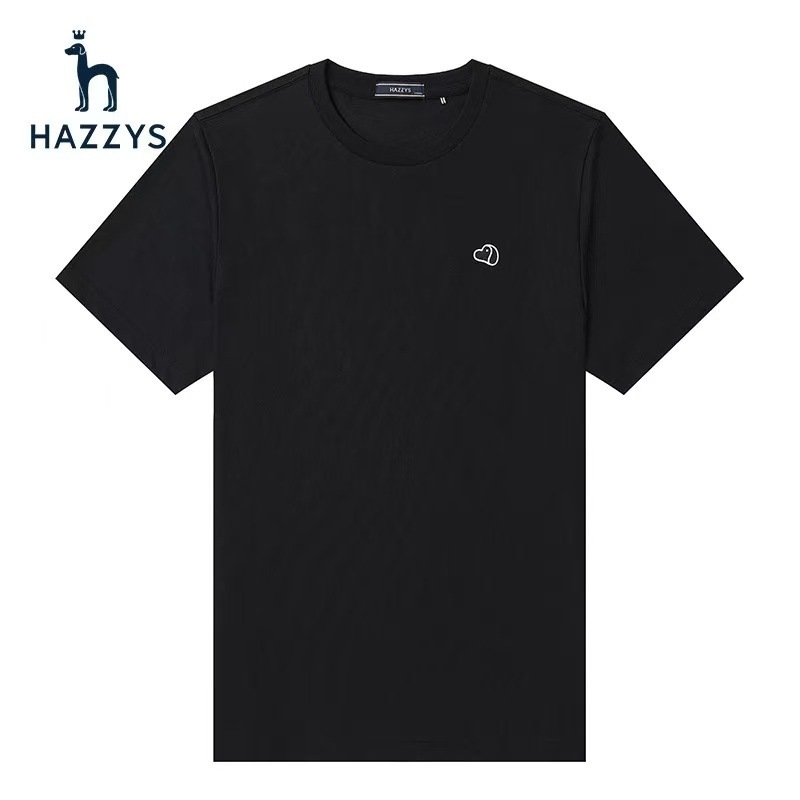クロスボーダー Hazzys ハギス メンズ トップス 半袖 ラウンドネック Tシャツ 無地 刺繍 カジュアル|undefined
