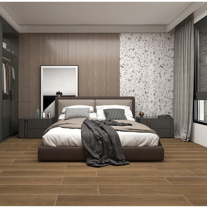 Soft light carved wood grain brick 2001200 durable living room bedroom imitation solid wood floor tile 200x1000 ceramic tile Foshan