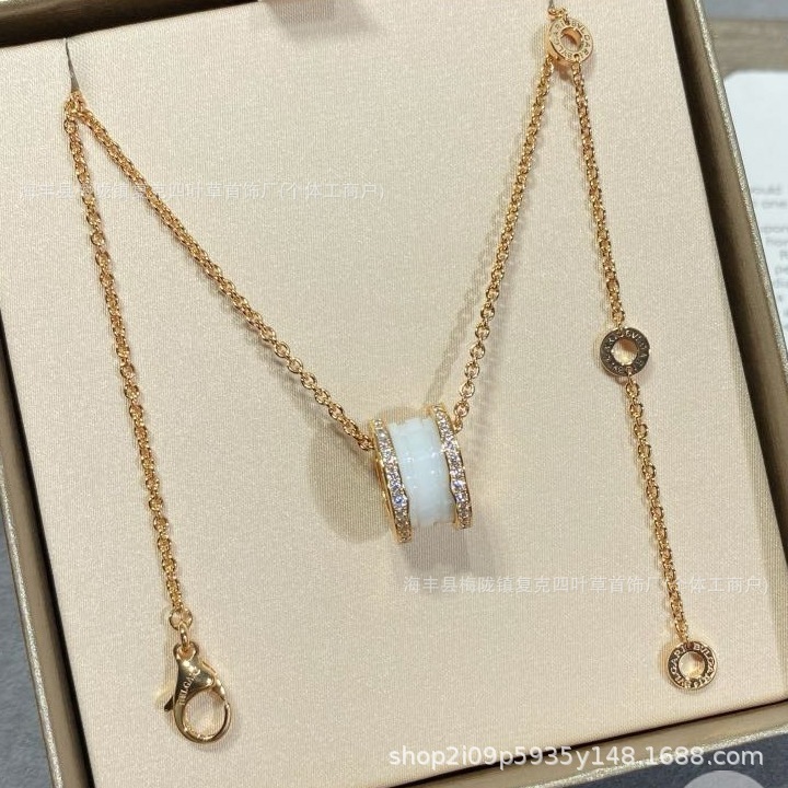 宝格弹簧项链小红人同款陶瓷边钻大小蛮腰V金CNC精工925银厚镀18K|undefined