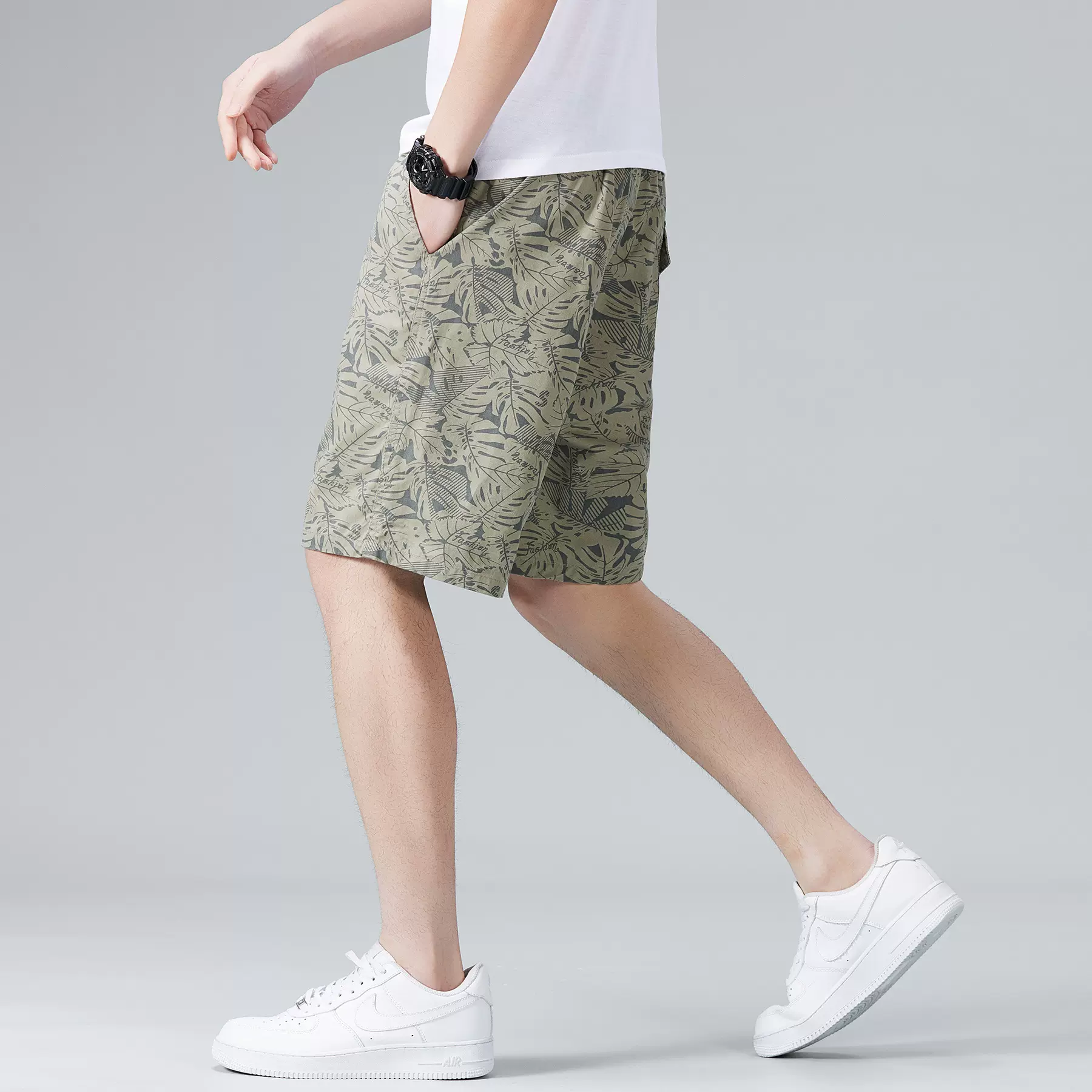 100％纯棉短裤男士2025夏季薄款宽松直筒休闲五分裤印花沙滩裤男