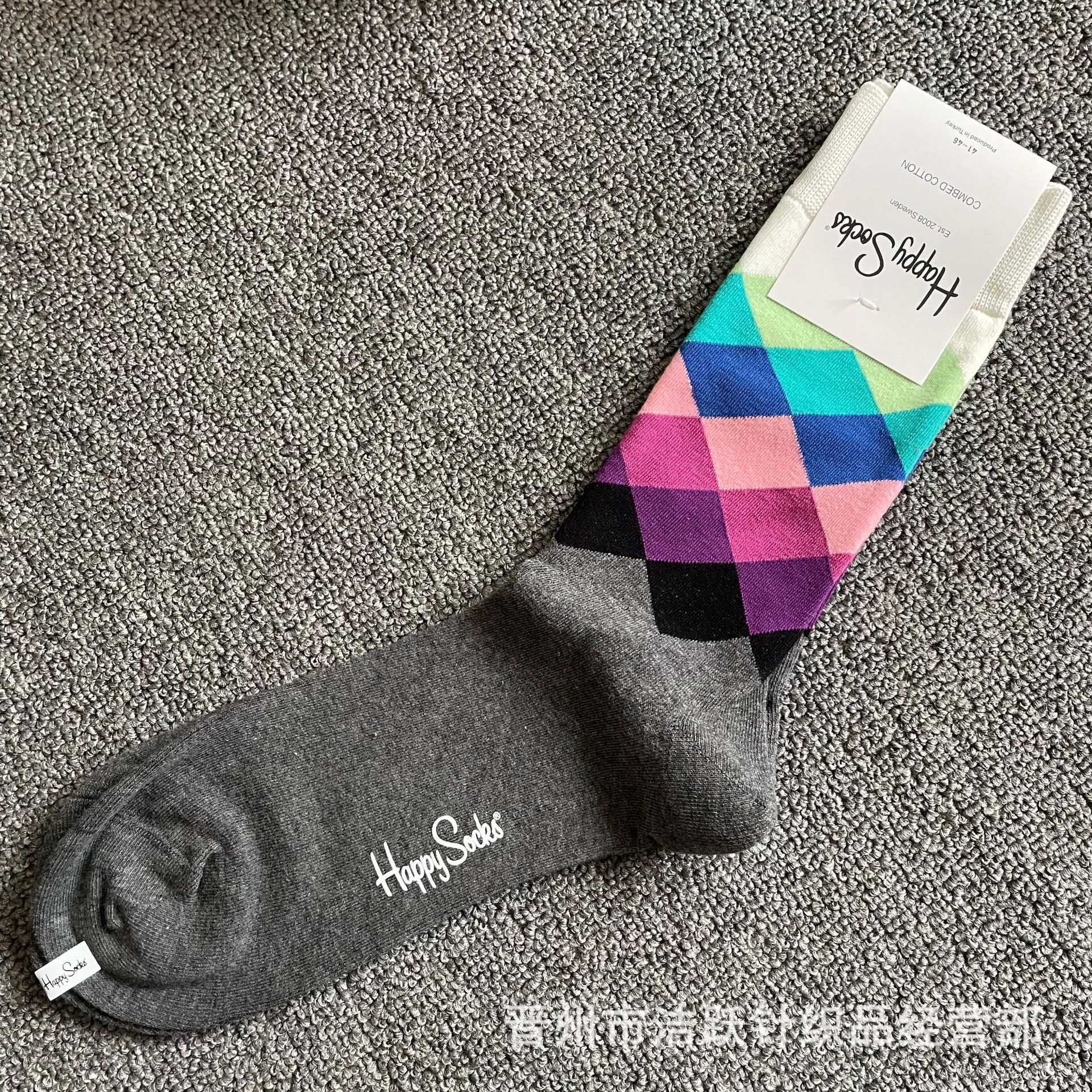 Happy socks新品高品质ハイレザー男性ソックススウェーデンコットンソックスファッションソックスカップルinsロング美脚ソックス