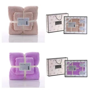 Coral Velvet Adult Absorbent Three-Piece Set Opening Gift Box Gift High-End Souvenir Box Return Gift Set Factory