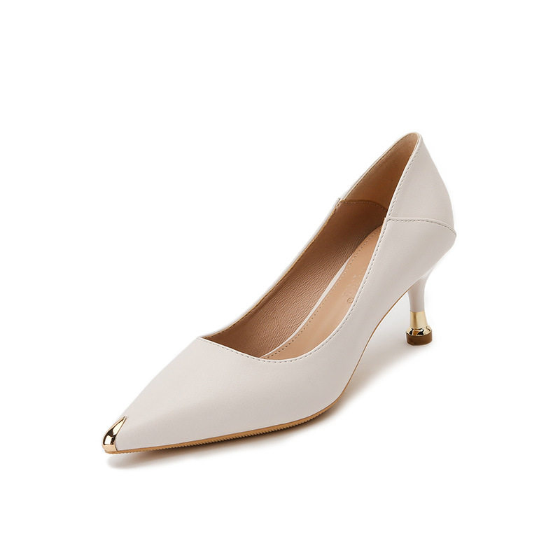 Zapatos de tacón alto para mujer, temporada de primavera, punta en pico, sexys, zapatos de trabajo profesionales, zapatos individuales estilo francés, tacones de aguja para mujer 7288 estilo británico.