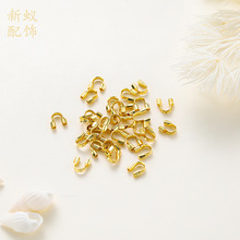 14k包金U形扣马蹄扣纯铜电镀保色真金 手工diy饰品配件收尾扣批发