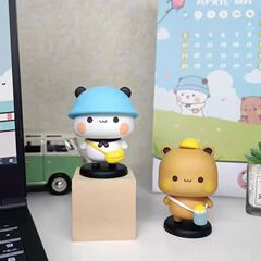 トレンディなパンダ 1 つと 2 つの布のフィギュア車の装飾トレンディな人形かわいいボーイフレンドとガールフレンドの誕生日デスクトップ装飾品