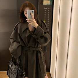原版做法宽松风衣外套女2026春秋新款小个子巨好看韩版高级感短款