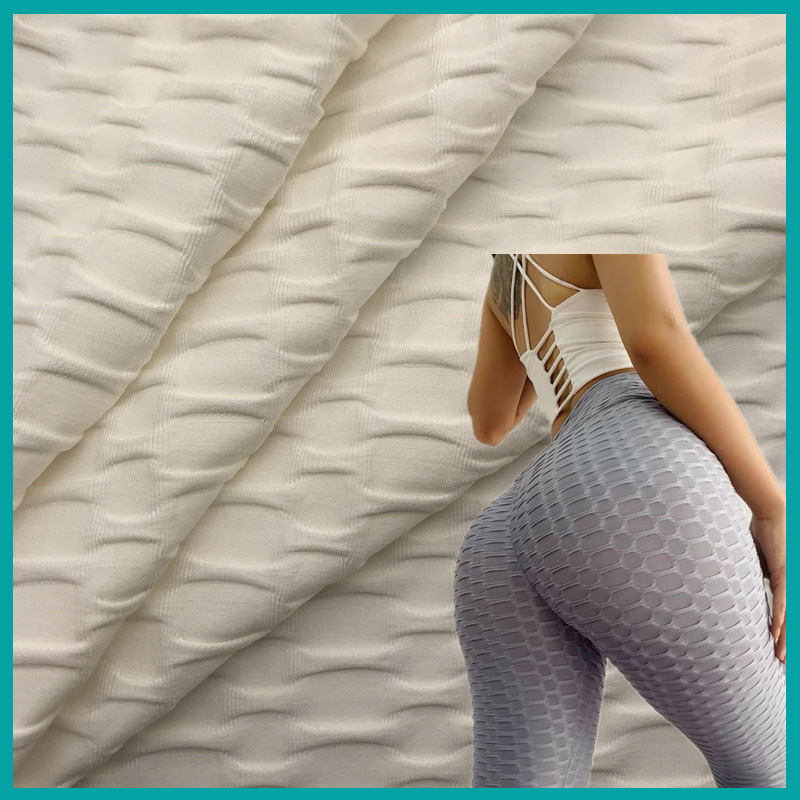Tejido jacquard burbuja 250g elástico jacquard plaid yoga tejido de punto deportivo