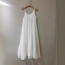 娜美家法式白色吊带连衣裙2025新款女夏季小个子简约气质长款裙子