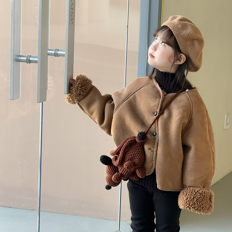 Bolso de hombro para niños y niñas tejido a mano terminado lindo bolso de bebé para cachorro tridimensional bolso para niños de comercio exterior transfronterizo