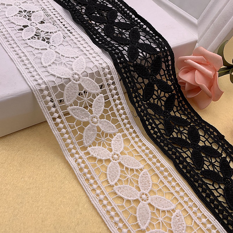 2020新款牛奶丝水溶花边宽厂家现货镂空白无弹蕾丝大条码婚纱辅料