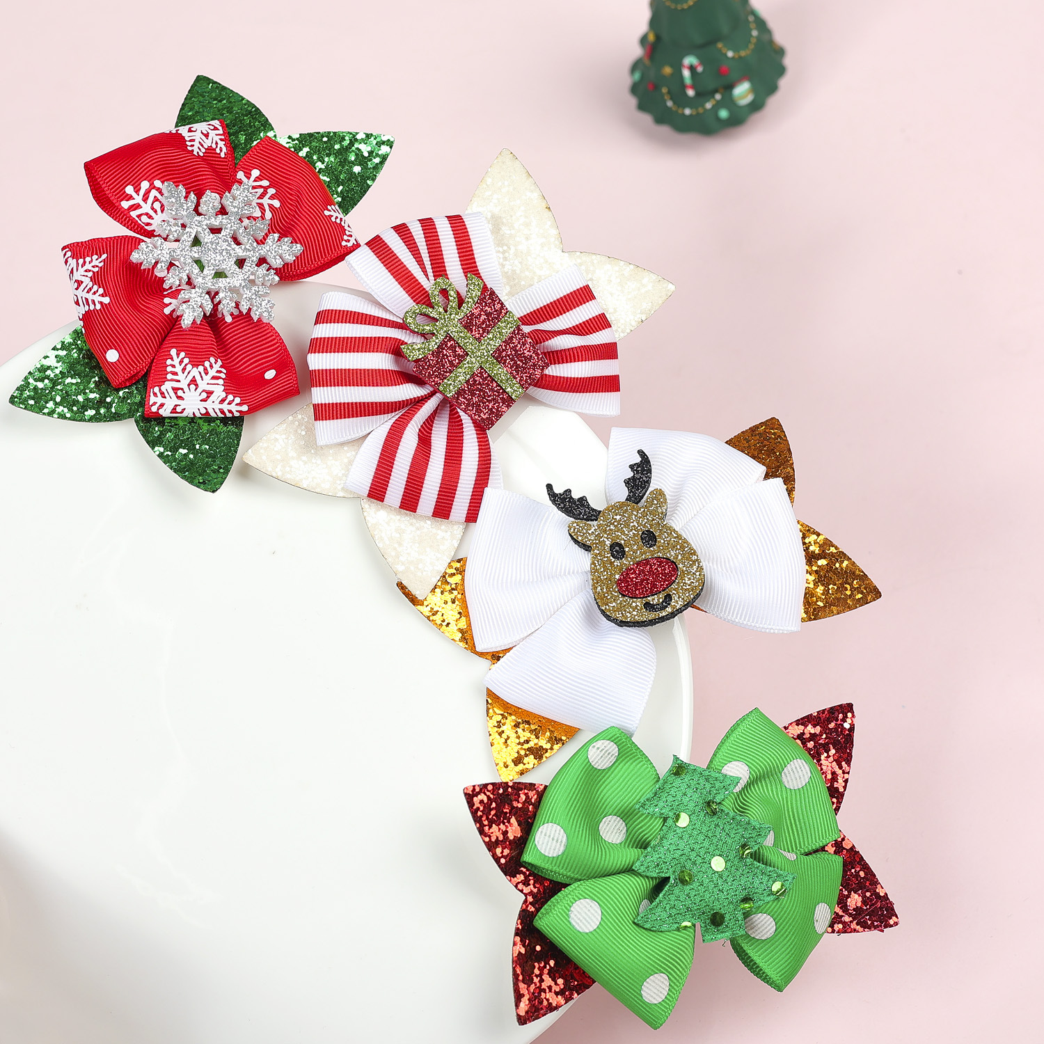 Cute Style Christmas Cute Christmas Tree Snowflake Elk Ribbon Festival Party Supplies Party Accessories Any Match Assortment Pack