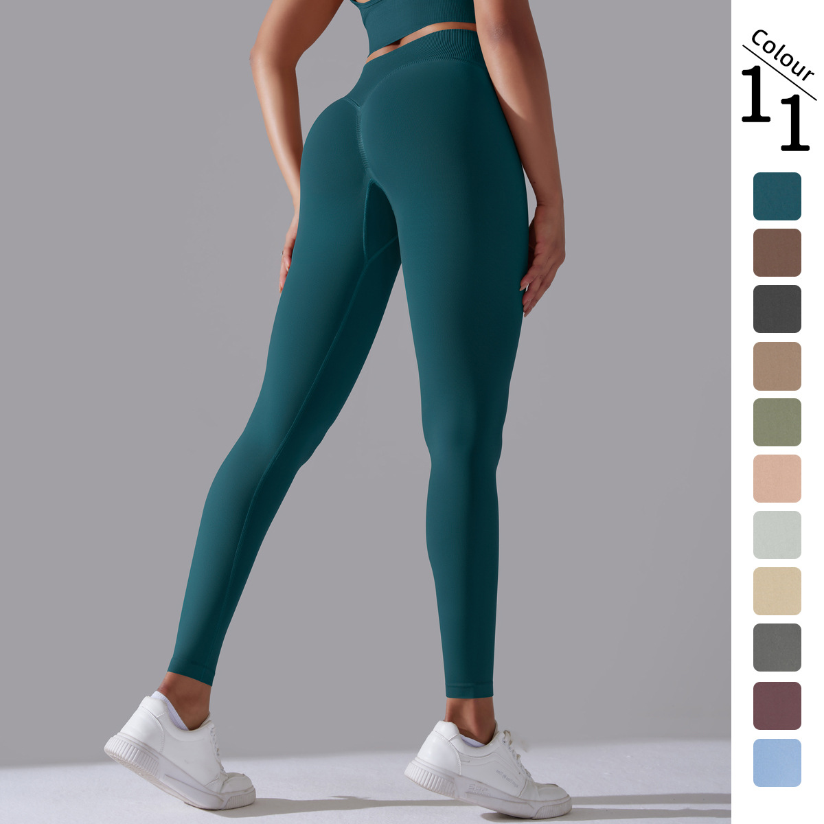 Transfronterizo de Europa y América sin costuras de punto de color sólido de cintura alta apretado melocotón cadera yoga Pantalones deportivos correr fitness pantalones cortos