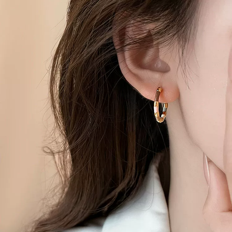 Ретро-эмаль earrings, французский ретро стиль, стиль легкой роскоши, китайский стиль
