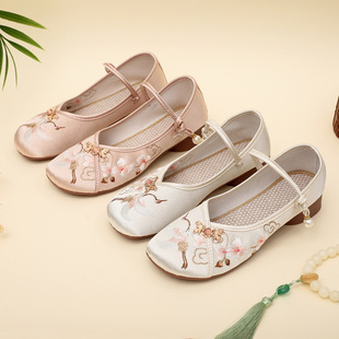 Qiuyan 2024 New Autumn Low-Heeled Matchinging Cheongsam and Han Dynasty Shoes Ethnic Style Flats Embroidered Shoes