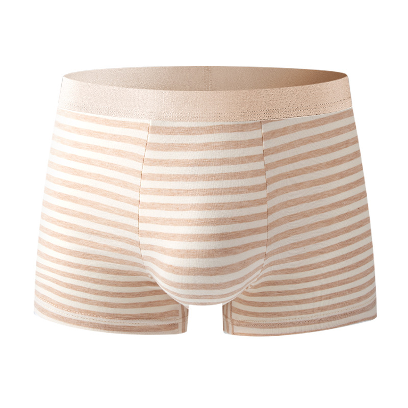 Otoño y invierno nuevo algodón de color de piel sin impresión y teñido rayas de color sólido pantalones de hombre algodón de cintura media pantalones de ropa interior transpirables adolescentes