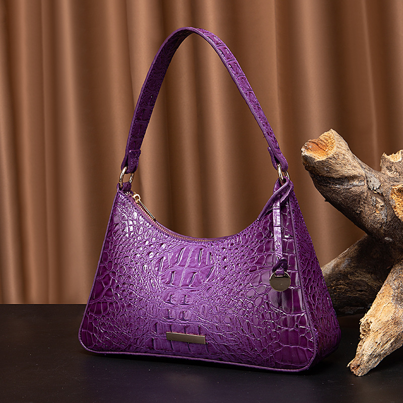 Retro Portable Underarm Women's Bag Brahman Bump Crocodile Pattern_voghion.com