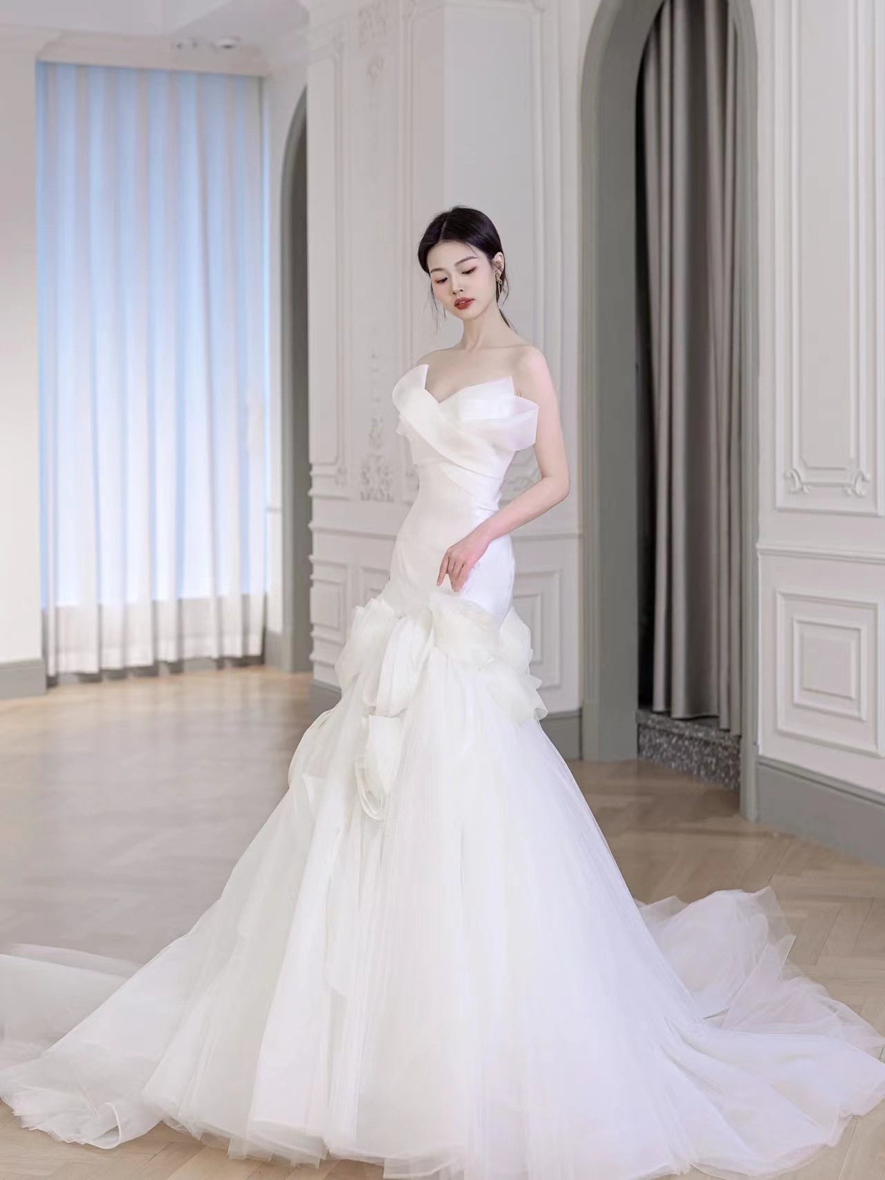 Vestido de novia ligero sin tirantes, estilo sirena floral sexy, novedad de verano 2026, vestido principal de princesa de hadas.