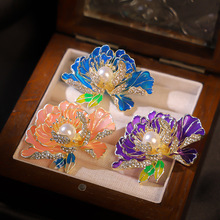 滴油胸针旗袍中国风牡丹花朵高档奢华胸花气质优雅新中式别针领花