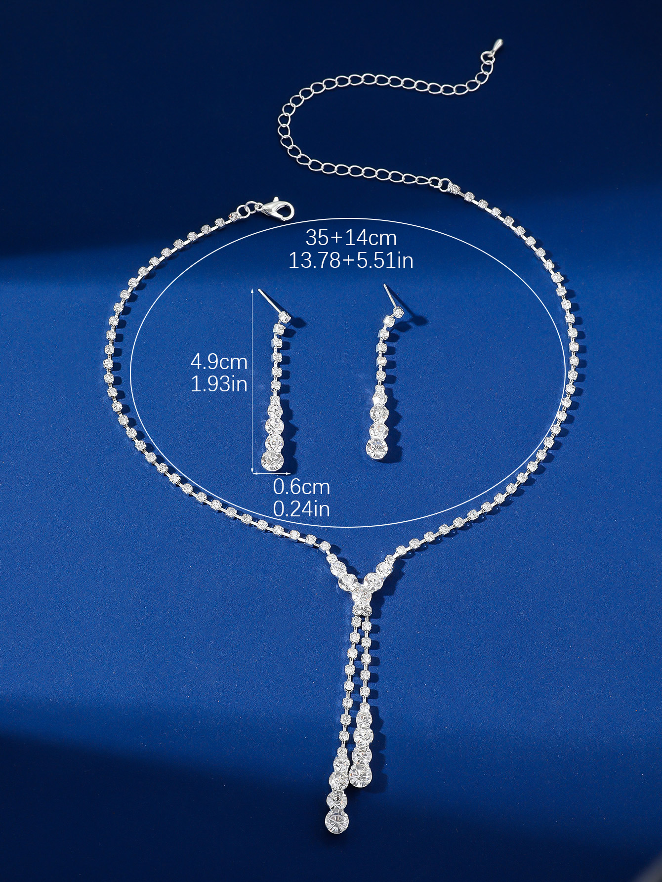 Bridal Necklace And Earrings Set With Rhinestone For Wedding_voghion.com