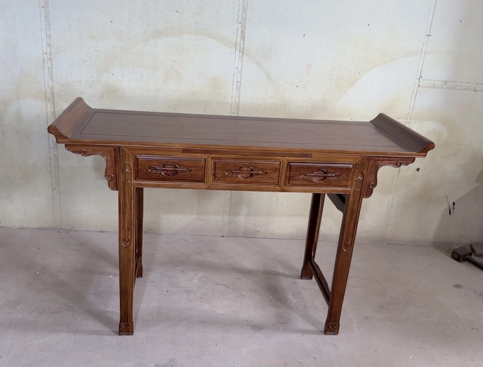 Xizang Mahogany Offering Table for Household Buddhist Hall to Worship Buddha Statue, Chicken Wing Wood Offering Table, Rosewood Offering Table