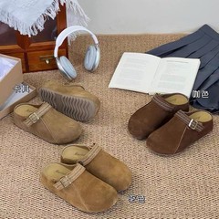 勃啃包头拖鞋女2025年秋季新款复古百搭内增高一脚蹬厚底半拖鞋