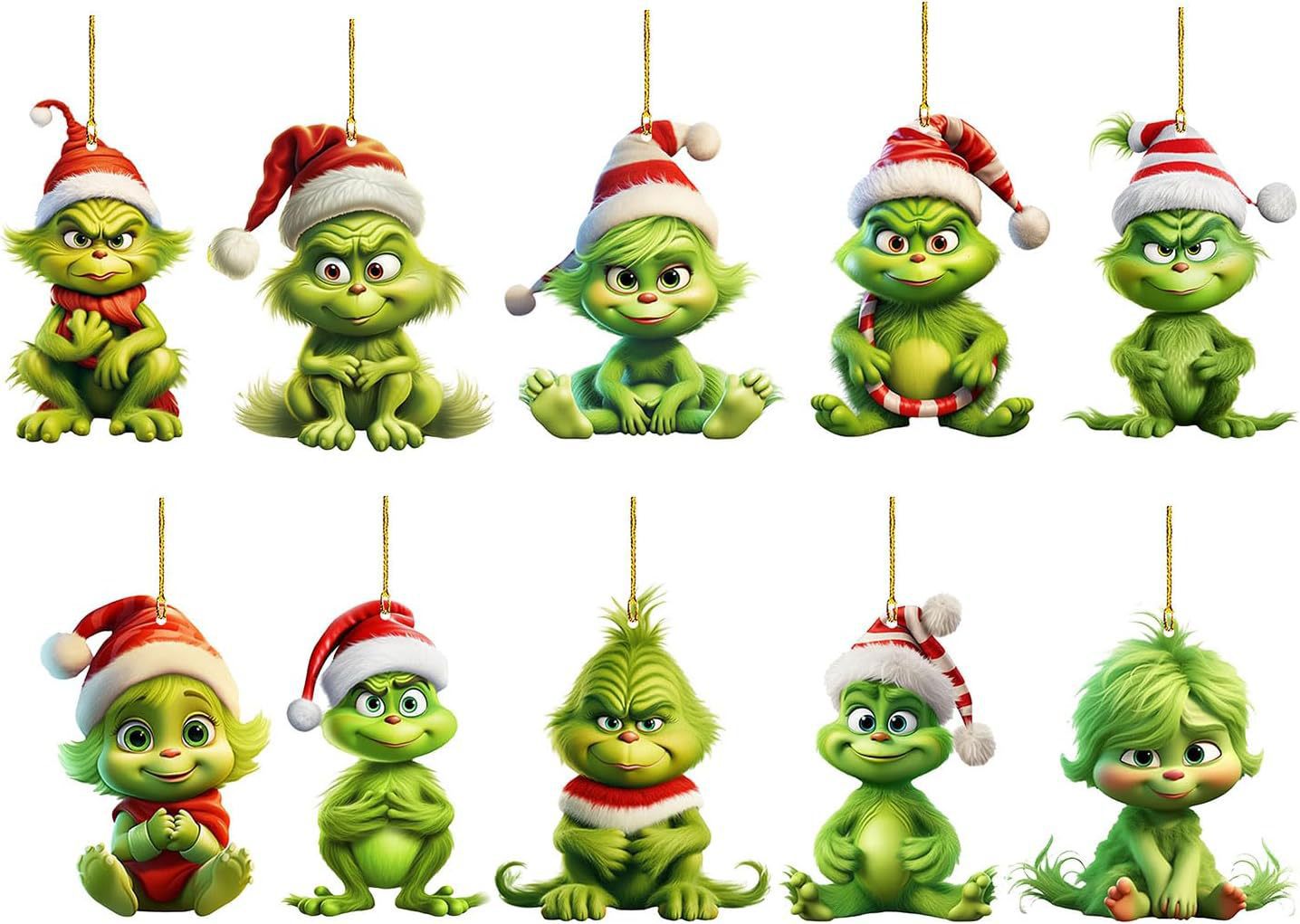 2023 transfronteriza nuevo Grinch adornos de decoración de Navidad de dibujos animados árbol de Navidad colgante decoración interior del coche de Navidad