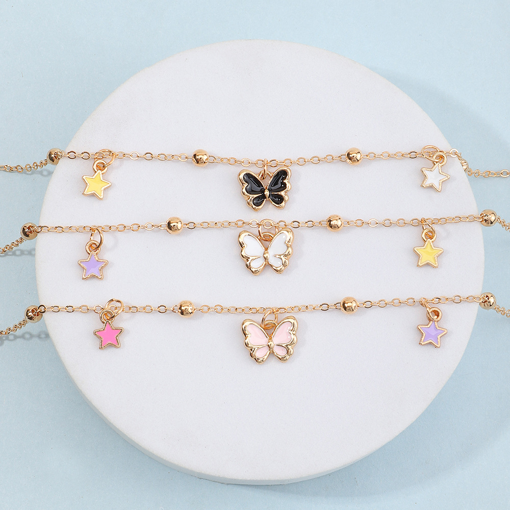 Vente En Gros Bijoux Dégoulinant D&#39;huile Papillon Collier Pour Enfants Nihaojewelry display picture 4