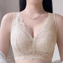 美容院新品大胸显小美背内衣女无钢圈收副乳运动舒适背心式文胸罩