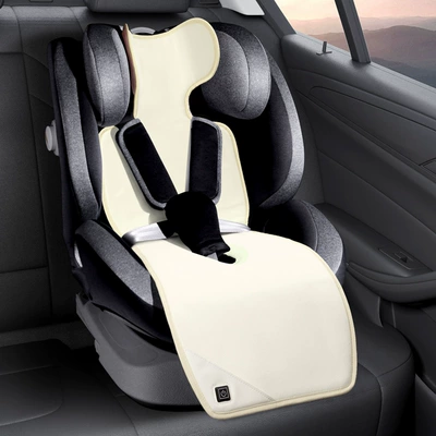 Car safety seat heated Wool pad - 5v-e-commerce-striped-model-beige