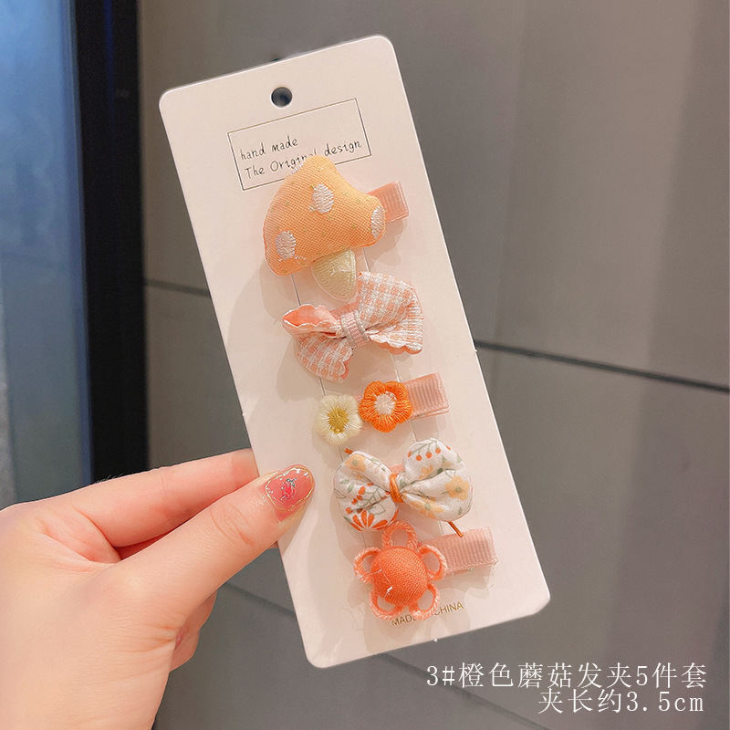 3# 오렌지 버섯 머리핀 [5개 세트]