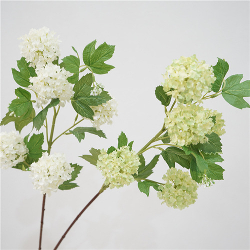Wooden hydrangea small fresh high-quality simulated flower art 5-ratio snowball indoor model room decoration fake flowers wholesale