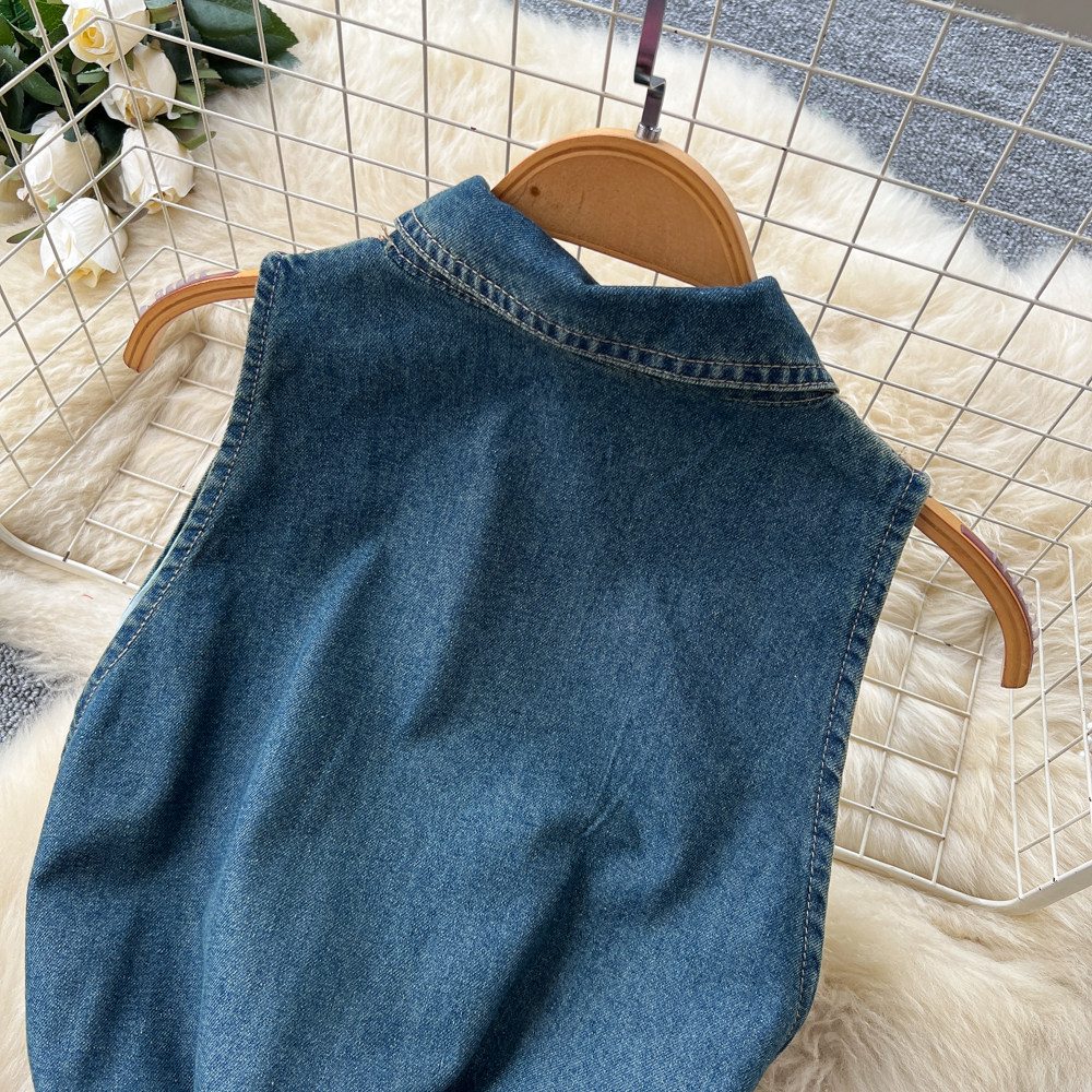 Retro High-Waisted Slimming Wide Leg Jumpsuit For Women Sleeveless Collared Sexy American Style Summer Fashion_ecoleips.com